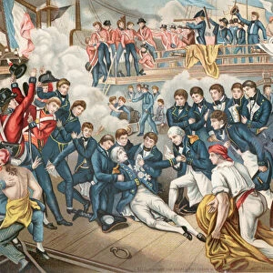 The death of Admiral Lord Nelson at the Battle of Trafalgar. 1811 (engraving)
