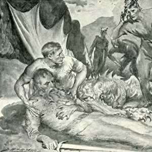The death of Beowulf (litho)