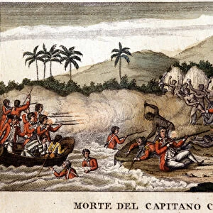 The death of Captain Cook after the"Viaggi del Capitano Cook"Milan 1820