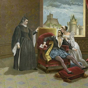 Death of King Charles IX of France, 1574 (chromolitho)