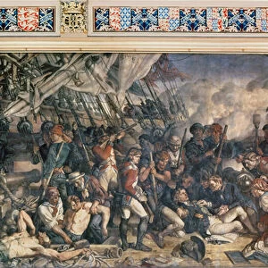 The Death of Nelson, detail of the lower deck of the Victory, 1863-65 (fresco)