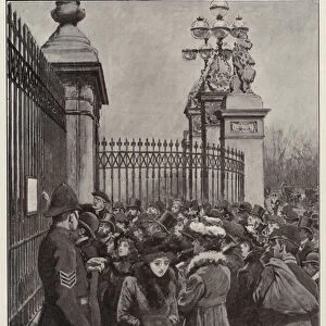 The Death of the Queen, reading the Announcement at Buckingham Palace on Wednesday (litho)