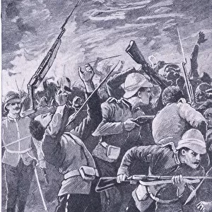 The defence of Rorkes Drift, illustration from British Battles on Land and Sea