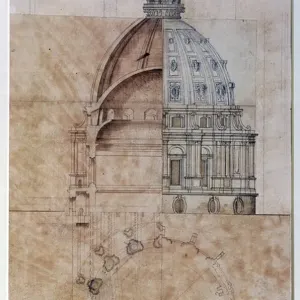 The Definitive Design : section, elevation and half plan of St The Definitive Design : section, elevation and half plan of St