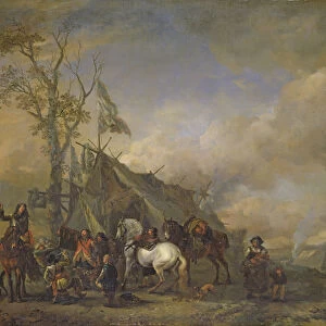 Departure of the Cavalrymen (oil on canvas)