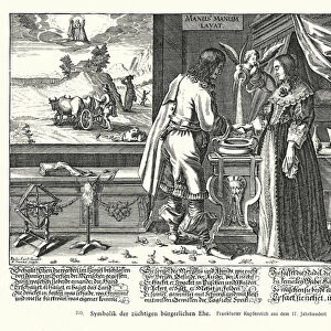 Depiction of a chaste civil marriage (copper engraving)