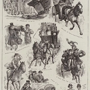 The Derby Day, Sketches on the Road (engraving)