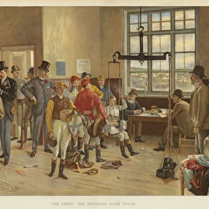 The Derby, the Weighing Room, Epsom (chromolitho)