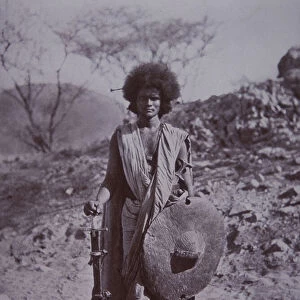 Dervish Hademdowah warrior, Sudan, 1890 (b / w photo)