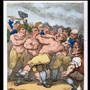 Description of a Boxing Match, 1812 (colour engraving)