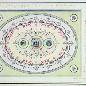 Design for the ceiling in the Ladies Room, Headfort House, 1772 (w / c