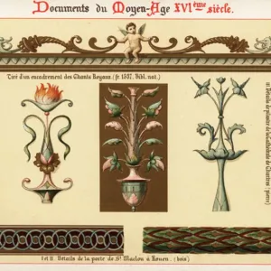 16th Century Architectural Elements Print, 1890 16th Century Architectural Elements Print, 1890