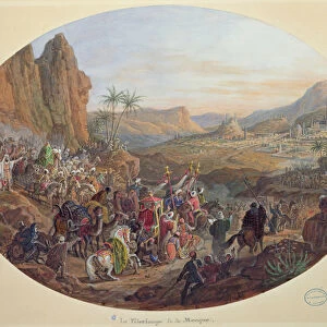 Design for a set of plates depicting The Pilgrimage to Mecca