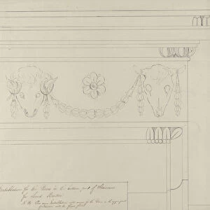 Design for the staircase entablature, Headfort House (pen & black ink with graphite
