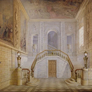 Design for a staircase in the Painted Hall, Chatsworth (w / c on paper)