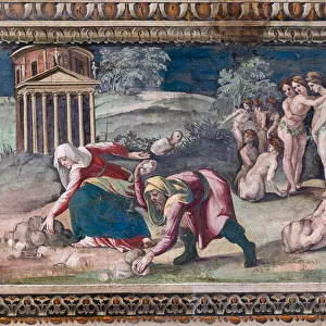Deucalion and Pyrrha throwing stones, 1517-18 (fresco) (detail of 2646084)