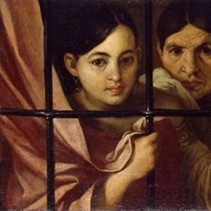 Deux femmes derriere une grille (Two Women Behind a Grille) - Peinture de Bartolome Esteban Murillo (1617-1682), huile sur toile, 1645, art espagnol, 17e siecle, art baroque - State Hermitage, Saint Petersbourg
