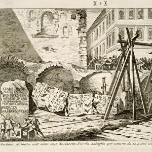 The device invented by Nicola Zabaglia in 1748 for lifting the Obelisk in the Campus