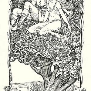 Diarmid and Grania in the Quicken Tree (litho)