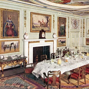 Dining Room, Queens Dolls House (colour litho)