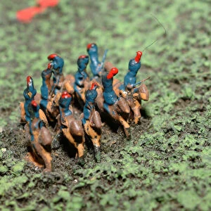 Diorama of the Battle of Waterloo showing troops positioned as at 19