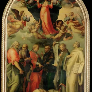 Wooden panel print of a 16th-century painting depicting disputing doctors Wooden panel print of a 16th-century painting depicting disputing doctors