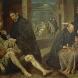 Distributing bread and eggs (Jesuit charitable work), 1624, by Luis Tristan de Escamilla (circa 1587-1624) Distributing bread and eggs (Jesuit charitable work), 1624, by Luis Tristan de Escamilla (circa 1587-1624)