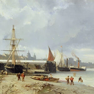 The Docks on the Bank at Greenwich (oil on panel)
