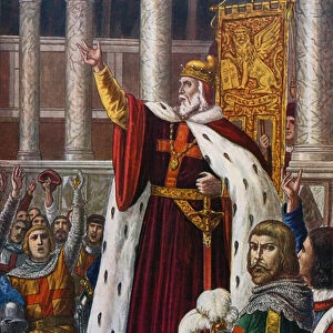 The Doge of Venice in San Marco inviting people and soldiers to join the Crusade, c 1095