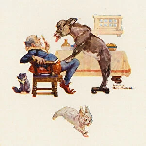 The Donkey and the Lap-Dog (colour litho)