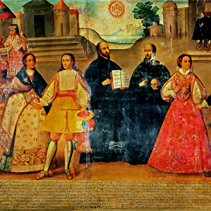 Double wedding between two Inca women and two Spaniards in 1558, c. 1750 (panel)