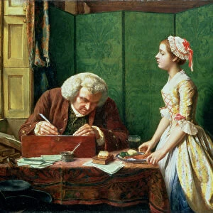 Dr Johnson (1709-84) at Caves the Publisher, 1854 (oil on canvas)