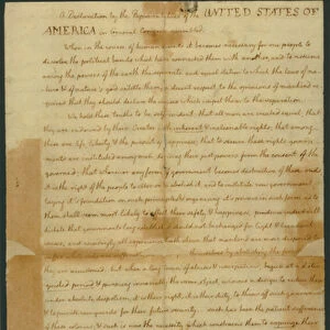 Draft of the Declaration of Independence, 4th July 1776 (pen & ink on paper)