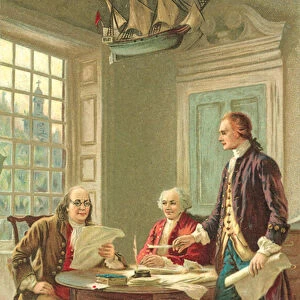 Drafting of the United States Declaration of Independence, Philadelphia, Pennsylvania, 1776 (chromolitho)