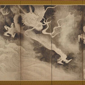 Dragons and Clouds, Edo Period (ink & pint tint on paper)