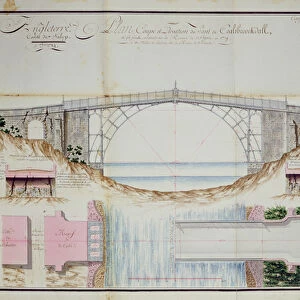 Drawings and Cross section of the Iron Bridge constructed in 1779 at Coalbrookdale