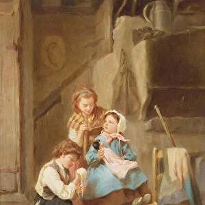 Dressing the Dolly (oil on panel)