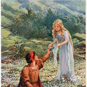 Give me something to drink, from Italian Fairy Tales, by Lilia E. Romano, published by Raphael Tuck & Sons (colour litho)