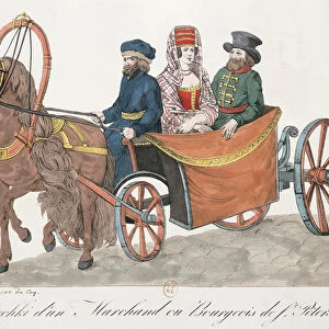 Droshky of a St. Petersburg Merchant (coloured engraving)