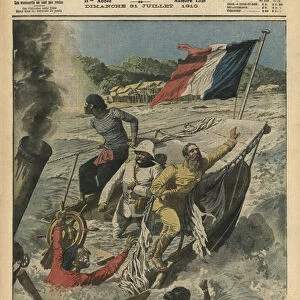 Drowning in the Mekong rapids, illustration from Le Petit Journal, supplement illustre