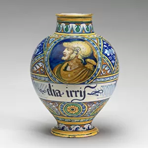 Drug Jar with the head of a warrior, c. 1540-50 (maiolica)