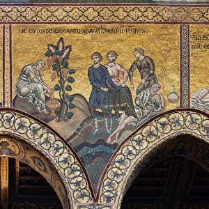 The drunkenness of Noah, Cycle of the Old Testament - The Great Flood, Byzantine mosaics, XII-XIII century (mosaic)