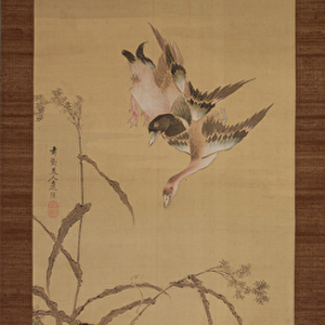 Ducks, flowers and grasses, c. 1800-22 (ink and colours on silk)