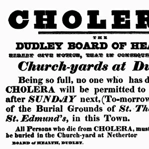 Dudley Board of Health poster announcing the burial procedure for people who have died of Cholera