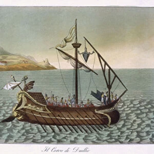 Duilius Corvus (boarding device) on Roman galley warship