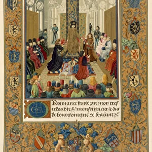 Duke Charles le Temeraire in the midst of his court with the Knights of the Order of