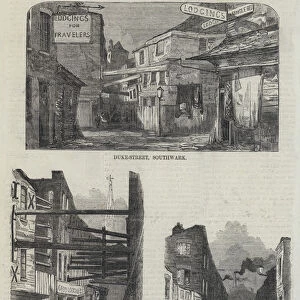 Duke-Street, Southwark, Mint-Street, looking towards High-Street, At the Back of Ewer-Street, Gravel-Lane (engraving)