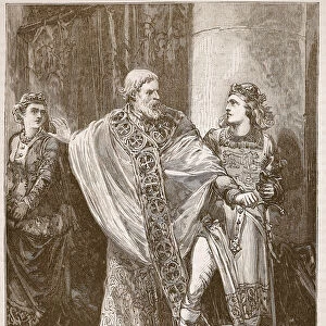 Dunstan dragging Edwy from the presence of Elgiva, illustration from Cassell