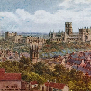 Durham, from Wharton Park (colour litho)