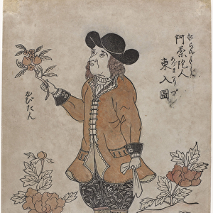 Dutch VOC employee in Nagasaki, c. 1700 (colour woodblock print)